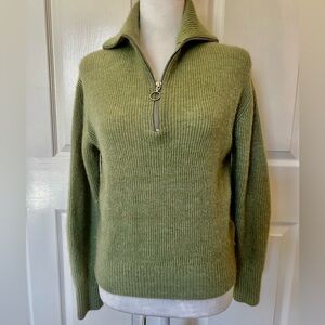 Quince Light Green Women's Cowl Neck Sweater